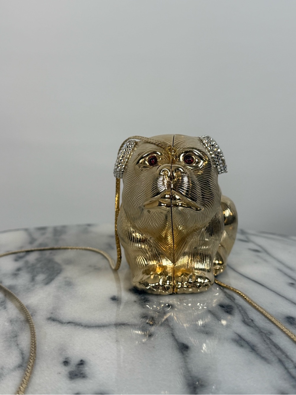 Judith Leiber Pug Dog Purse with Rhinestone Ears